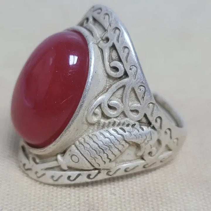 [BUNJANG] Fish Ornament White Copper Ring / 물고기 장식 백동반지