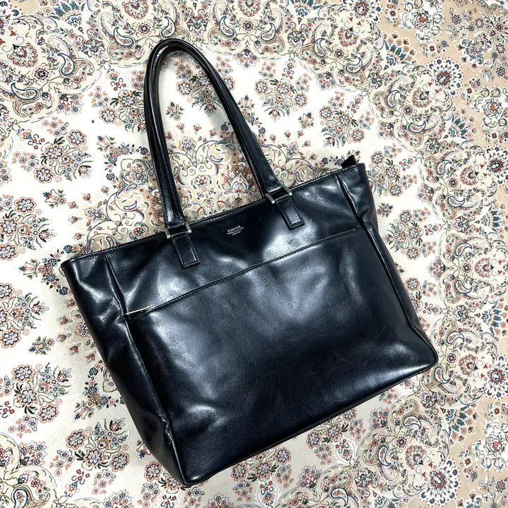 [BUNJANG] Porter Yoshida Clark Model Black Calf Leather Tote Bag / [B+등급 OS] 요시다포터 제팬 클라크모델 블랙 카프레더 토트백
