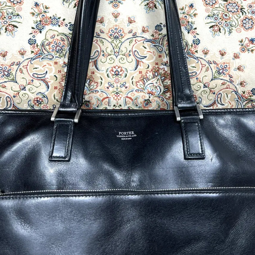 [BUNJANG] Porter Yoshida Clark Model Black Calf Leather Tote Bag / [B+등급 OS] 요시다포터 제팬 클라크모델 블랙 카프레더 토트백