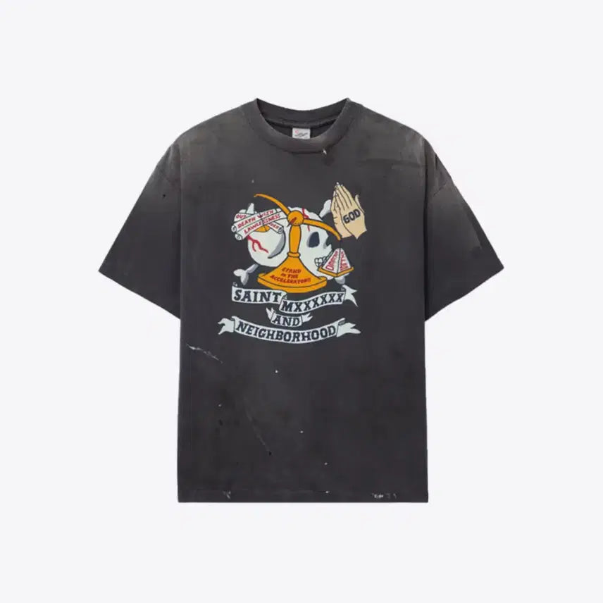 [BUNJANG] Neighborhood x Saint Michael STHD T-Shirt Black / Lsize 네이버후드 x 세인트미카엘 STHD 프레이 티셔츠 블랙