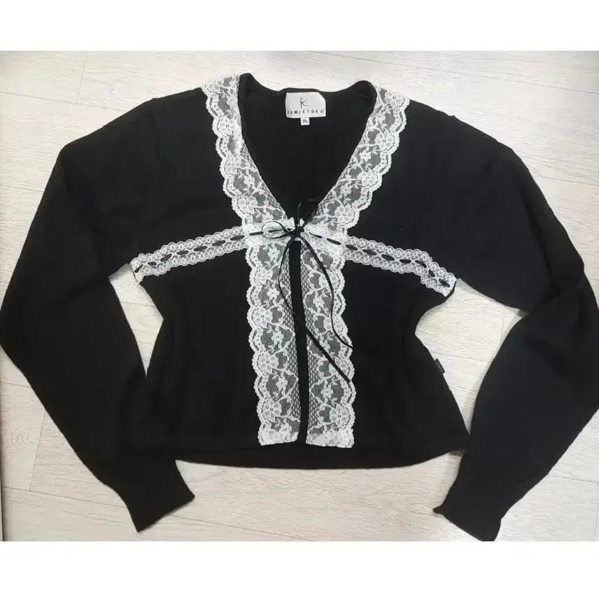 [BUNJANG] Vintage Lace Ribbon Cardigan / 빈티지 레이스 리본 가디건