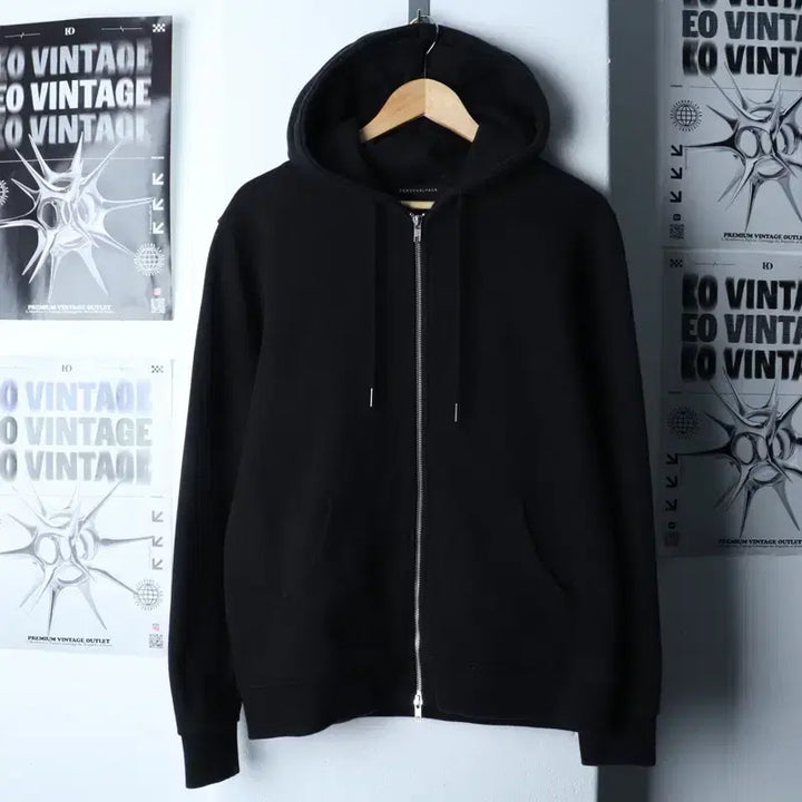 [BUNJANG] Personal Pack Basic Two-Way Hoodie Black / (M-L) 퍼스널팩 후드집업 블랙 무지 스웻 기본 투웨이-17457