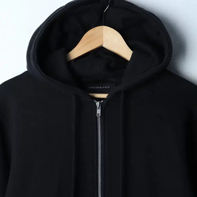 [BUNJANG] Personal Pack Basic Two-Way Hoodie Black / (M-L) 퍼스널팩 후드집업 블랙 무지 스웻 기본 투웨이-17457