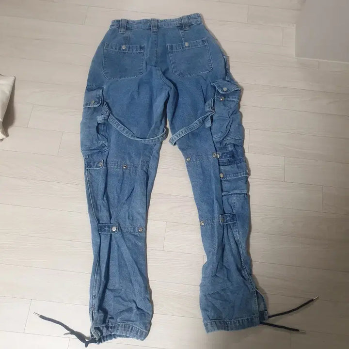 [BUNJANG] Denim Cargo Jogger Pants / 청 데님 카고 조거팬츠