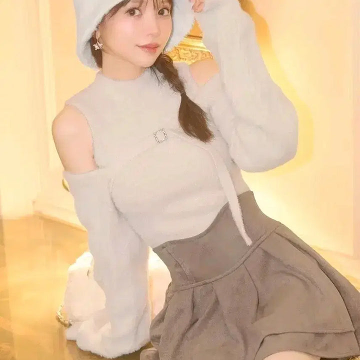 [BUNJANG] Michelle Macaron Skirt + Knit Set / 미셸마카롱 미각스커트+니트set / 걸리 스나계 지뢰계 일브 허니뮤 피움