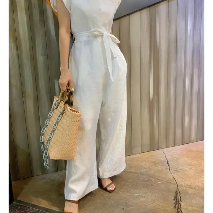 [BUNJANG] Blossom Linen Jumpsuit XS White / 새상품 blossom 블로썸 린넨 점프수트