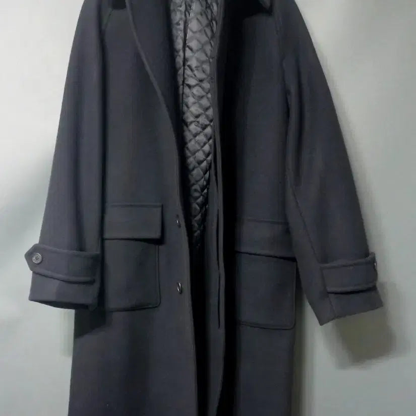 [BUNJANG] Kolon 247 Series Wool Balmacaan Coat - Dark Navy S / 코오롱 247시리즈 울 발마칸 코트 다크네이비 S