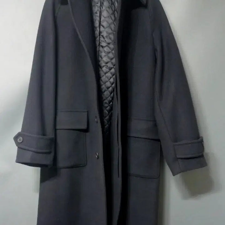 [BUNJANG] Kolon 247 Series Wool Balmacaan Coat - Dark Navy S / 코오롱 247시리즈 울 발마칸 코트 다크네이비 S