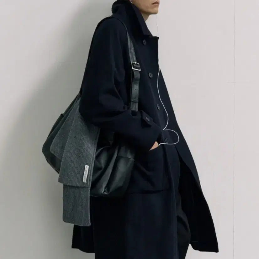 [BUNJANG] Kolon 247 Series Wool Balmacaan Coat - Dark Navy S / 코오롱 247시리즈 울 발마칸 코트 다크네이비 S