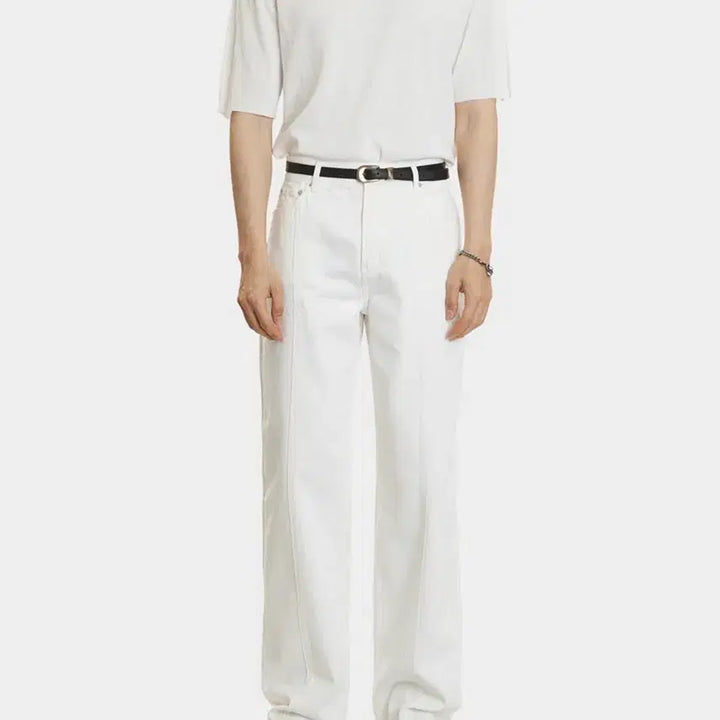 [BUNJANG] Modna9 White Panel Wide Leg Jeans (Size 30-31) / 모드나인 화이트 절개 데님 팬츠 30~31 사이즈