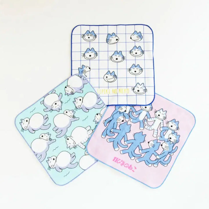 [BUNJANG] 11 Cats Mini Towel Handkerchief Set (3 Types) / 일본 11마리 고양이 쁘티 타월 수건 손수건 3종