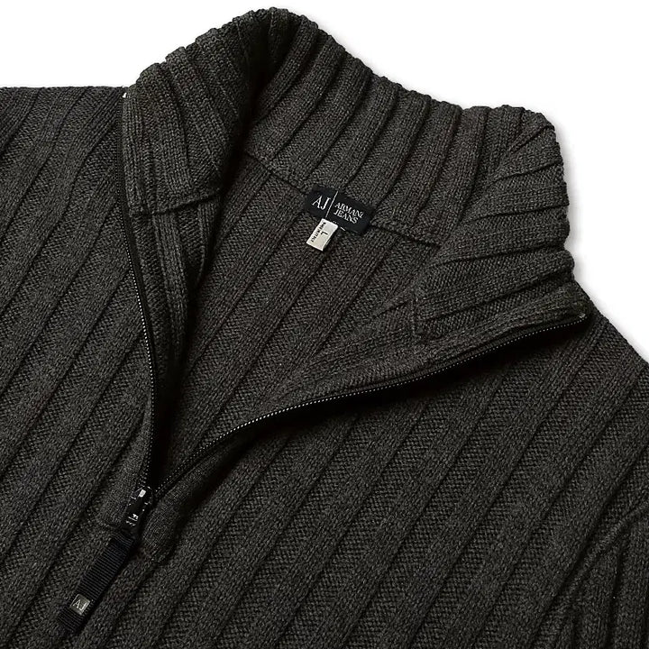 [BUNJANG] Armani Jeans Simin T Charcoal Half-Zip Knit / 아르마니 진 [Armani Jeans] Simin T 차콜 하프 짚업니트