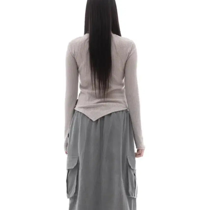 [BUNJANG] Plasmasphere Ribbon Shirring T-Shirt Beige / 플라즈마스페어 리본 셔링 티셔츠 베이지