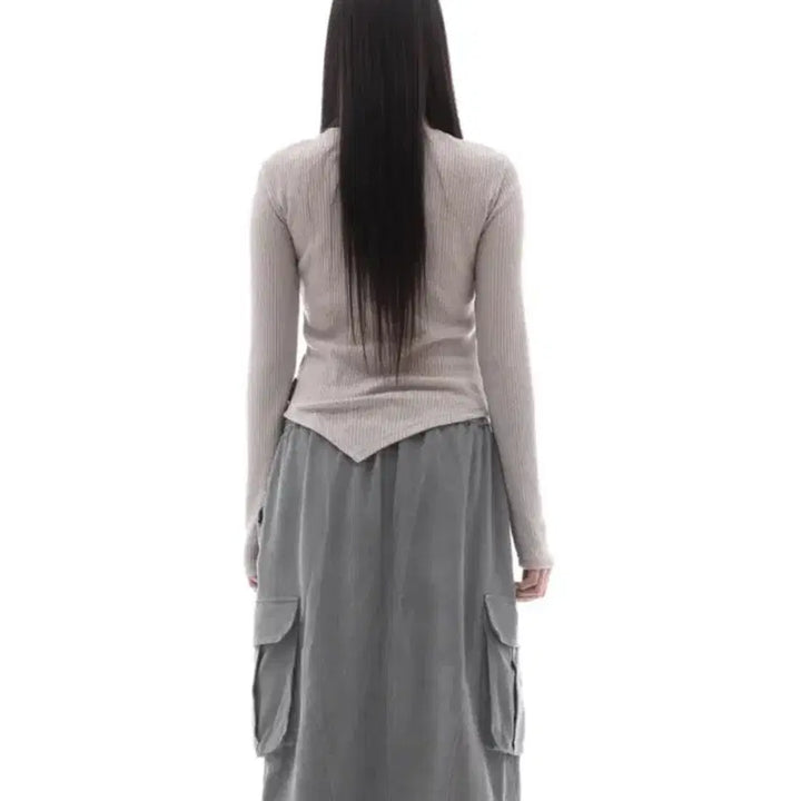 [BUNJANG] Plasmasphere Ribbon Shirring T-Shirt Beige / 플라즈마스페어 리본 셔링 티셔츠 베이지