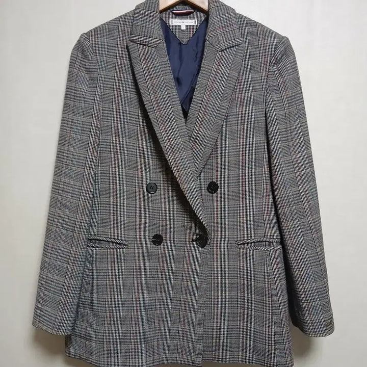 [BUNJANG] Tommy Hilfiger Check Double Breasted Blazer / 타미힐피거 체크 더블 브레스트 모자켓