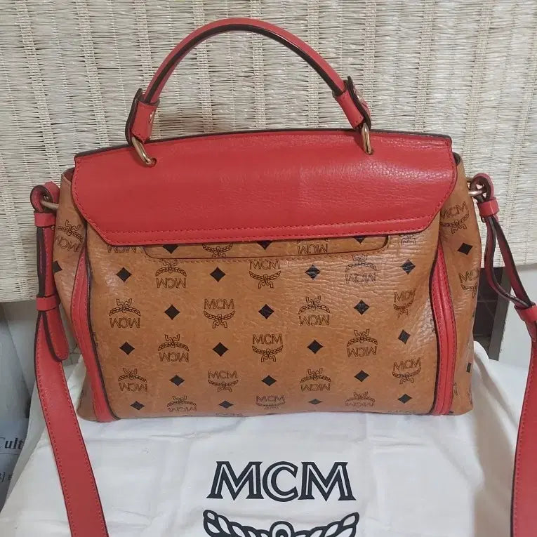 [BUNJANG] MCM Visetos Cognac Red Shoulder Bag Tote / 정품)MCM 비세토스 코냑 레드 숄더백 토트백