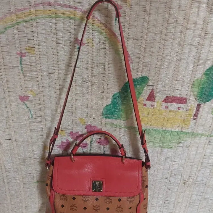 [BUNJANG] MCM Visetos Cognac Red Shoulder Bag Tote / 정품)MCM 비세토스 코냑 레드 숄더백 토트백