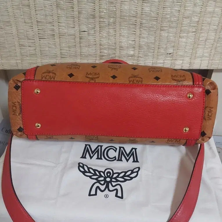 [BUNJANG] MCM Visetos Cognac Red Shoulder Bag Tote / 정품)MCM 비세토스 코냑 레드 숄더백 토트백
