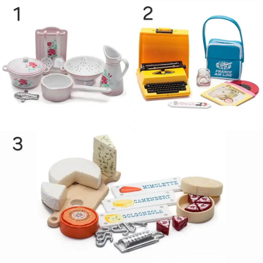 [BUNJANG] Re-Ment Natalie French Paris Kitchen Miniature Set / 리멘트 나탈리 프렌치 파리 잡화 주방 냄비 치즈 타자기 미니어처 식완