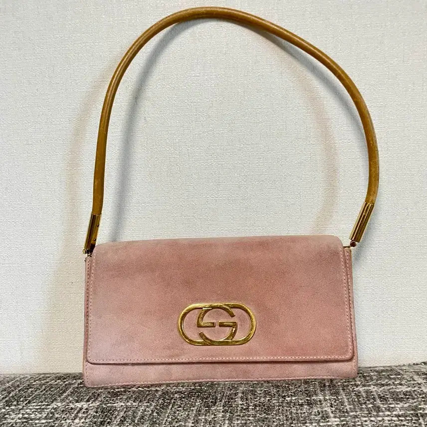 [BUNJANG] Gucci Pink Suede Shoulder Bag / 구찌 핑크 스웨이드 숄더백 정품