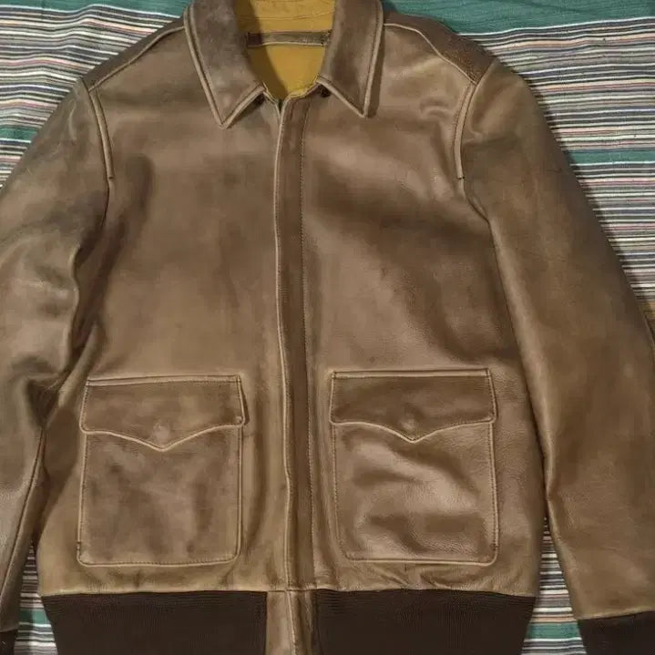 [BUNJANG] Vintage A-2 Real Cowhide Leather Jacket / 빈티지 A-2 리얼 카우하이드 레더 자켓
