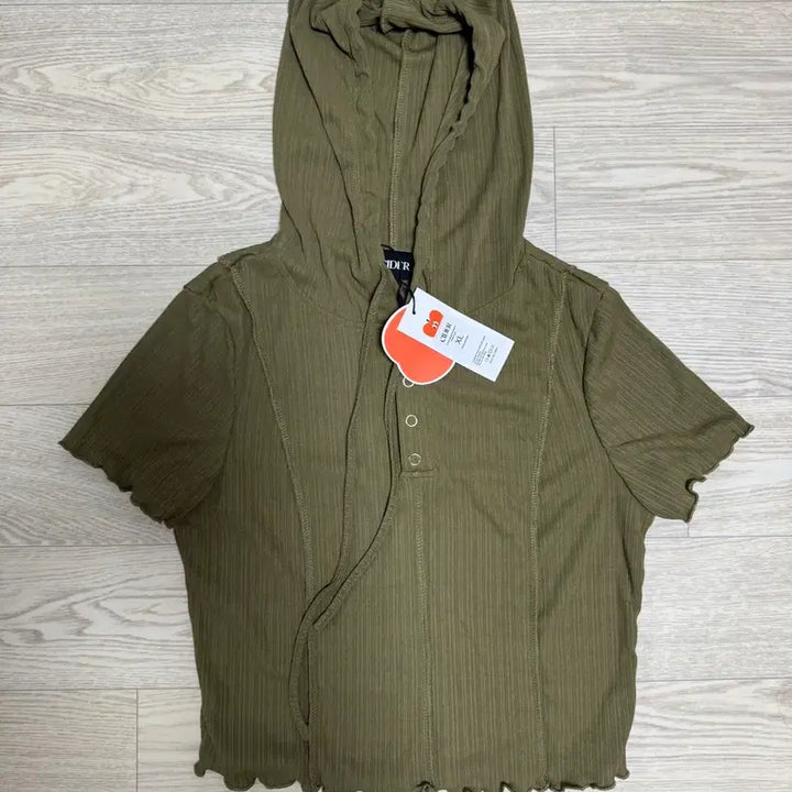 [BUNJANG] Cider Button-Up Cropped Hoodie Top / cider 버튼업 반팔 크롭 후드탑