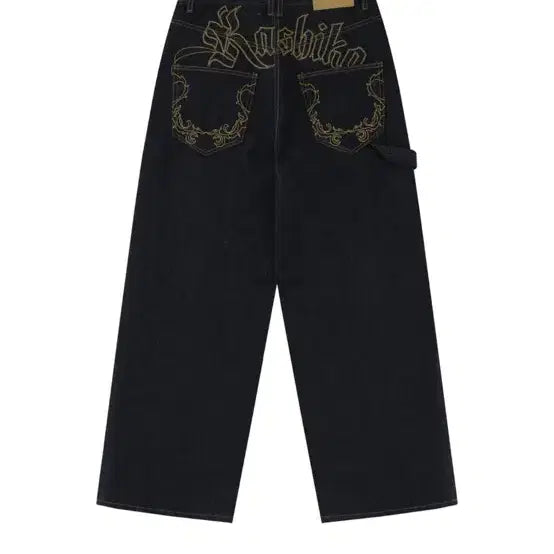 [BUNJANG] Kasiko Embroidered Non-Faded Denim Pants - Blue - M / 새상품/ 카시코 엠브로이드 자수 논페이드 데님 팬츠 블루 M