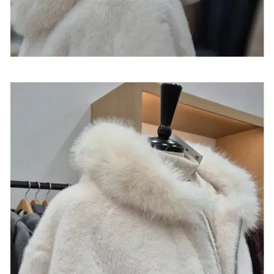 [BUNJANG] BCBG Hooded Fur Trimmed Half Coat / bcbg후드트리밍 퍼반코트