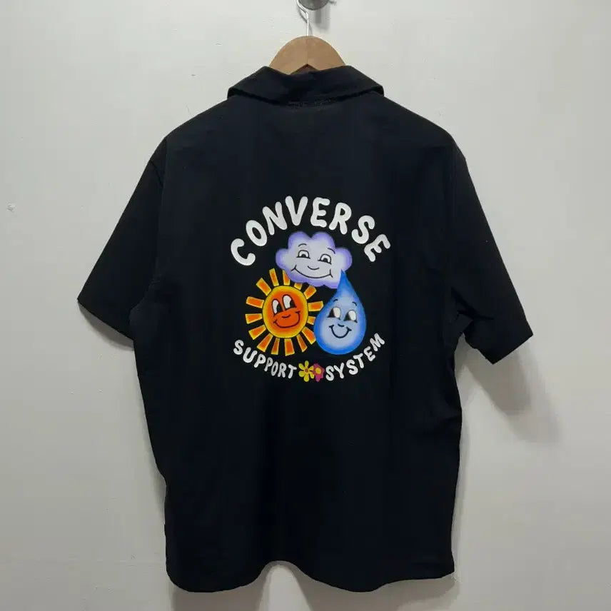 [SOLD OUT] 컨버스 블랙 반팔 면 셔츠 반팔 100사이즈