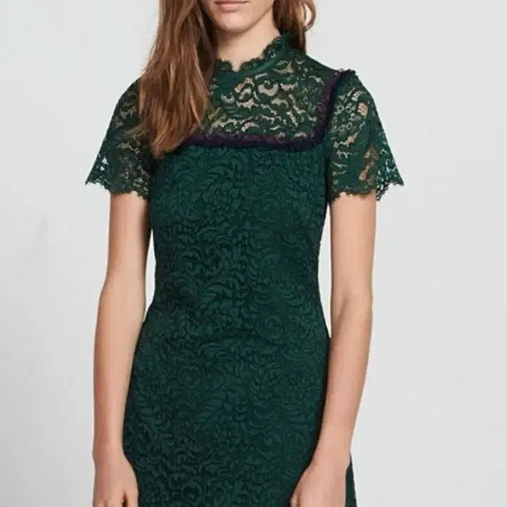 [BUNJANG] Sandro Green Lace Midi Dress / 산드로 그린 레이스 원피스(정품)