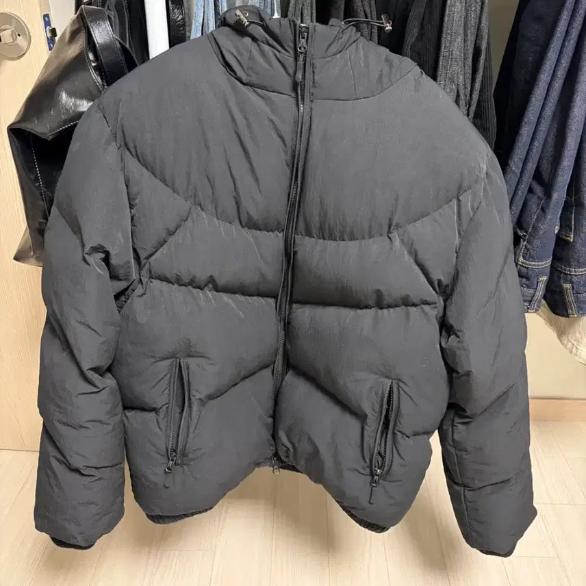 [BUNJANG] Verdent Cut Block Quilted Hooded Padded Jacket Black L / 버던트 컷블록 퀼팅 후드 패딩 블랙 L