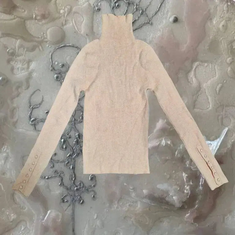 [BUNJANG] Vintage Peach Pink Turtleneck Sweater / 일본 빈티지 터틀넥 목폴라 피치 핑크 딱붙핏 여리 발레코어