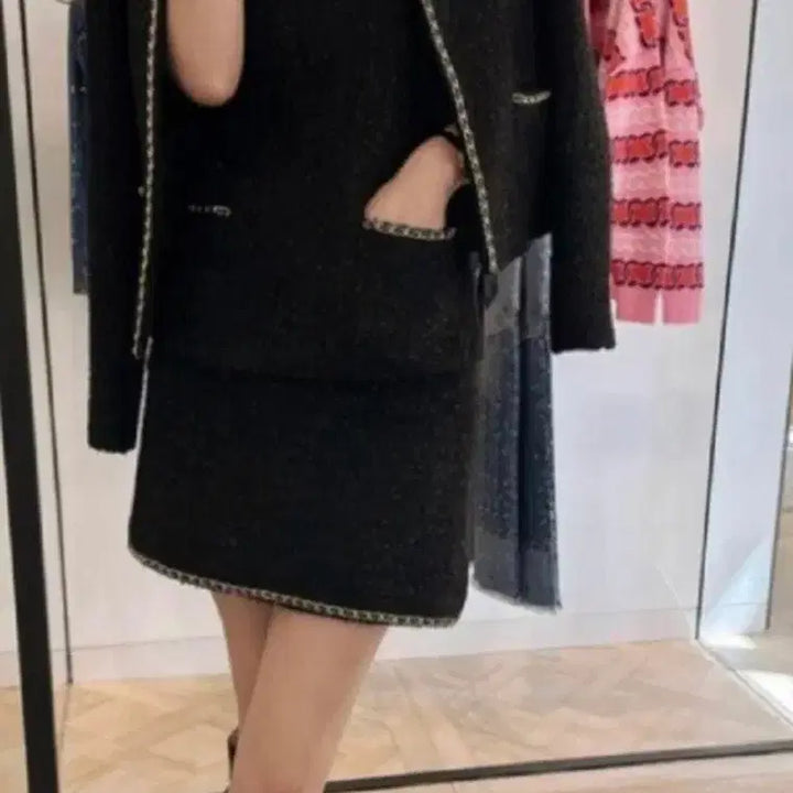 [BUNJANG] The Rowang Chain Tweed Jacket &amp; Skirt Set / 더로랑 체인 트위드 자켓 스커트 m