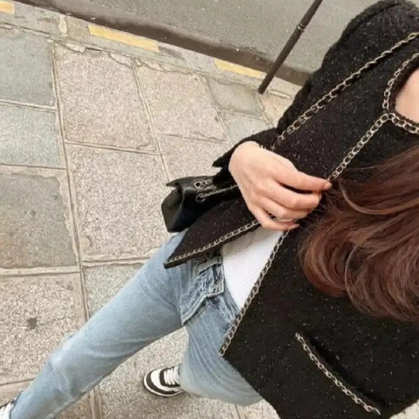 [BUNJANG] The Rowang Chain Tweed Jacket &amp; Skirt Set / 더로랑 체인 트위드 자켓 스커트 m