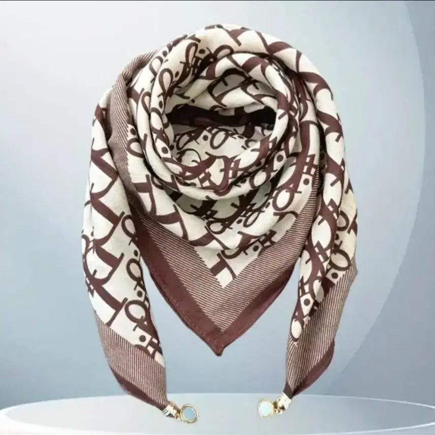 [BUNJANG] Magnetic Scarf - Ivory Brown Pattern / 자석스카프(새상품)
