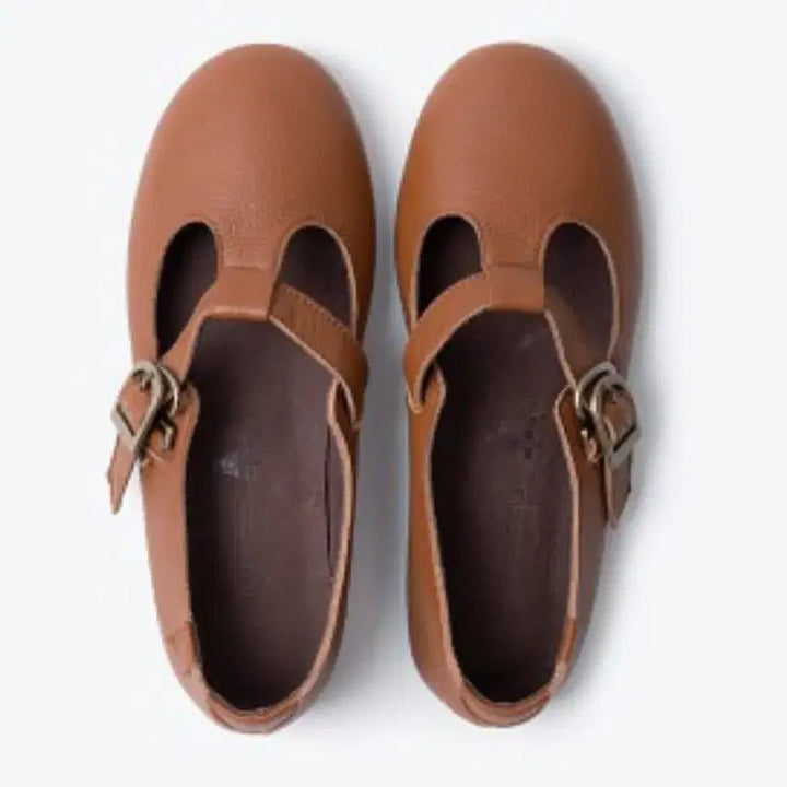 [BUNJANG] Masse Masse T-Strap Leather Flat Shoes / 마스에마스 T스트랩 가죽 플랫 슈즈