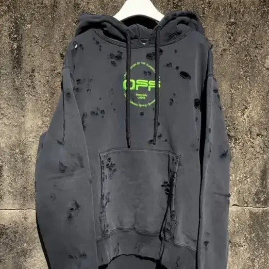 [SOLD OUT] 20ss 오프화이트 디스트레스드 후드티 M