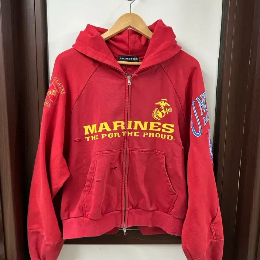 [SOLD OUT] 프로젝트gr 후드집업 프로젝트지알 리컨스트럭티드 폴디드 집 후드 레드
