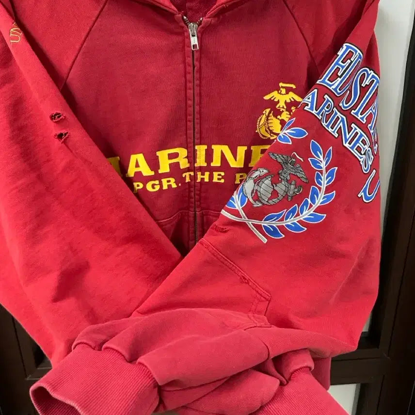 [SOLD OUT] 프로젝트gr 후드집업 프로젝트지알 리컨스트럭티드 폴디드 집 후드 레드