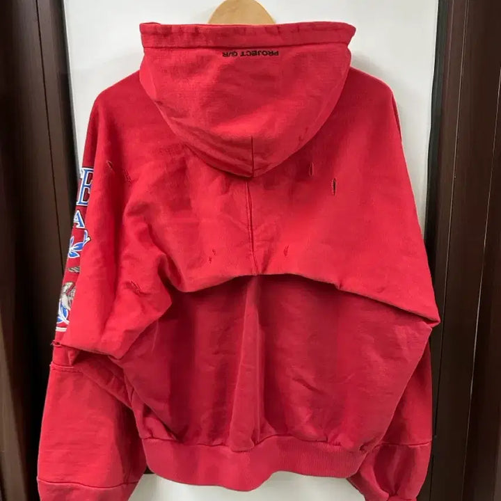[SOLD OUT] 프로젝트gr 후드집업 프로젝트지알 리컨스트럭티드 폴디드 집 후드 레드