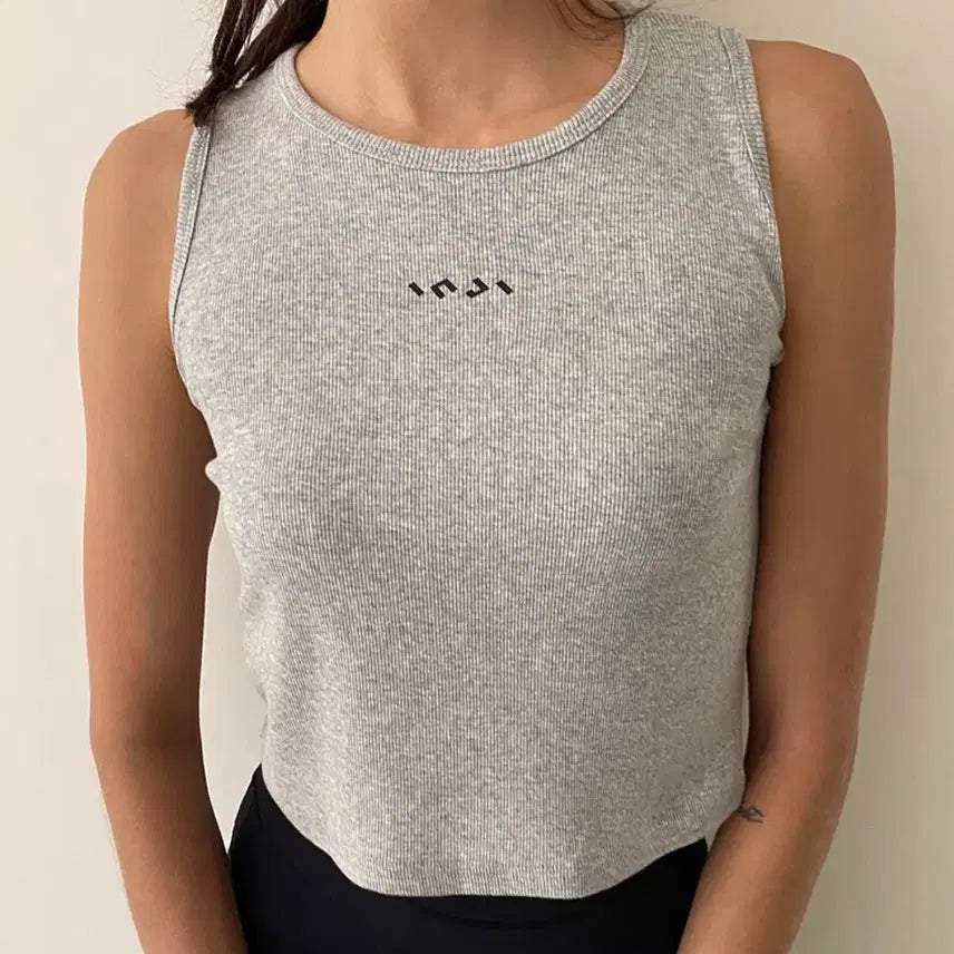[BUNJANG] Inji Active Ribbed Crop Top (Gray) / 인지액티브 리브드 크롭 티 (그레이)
