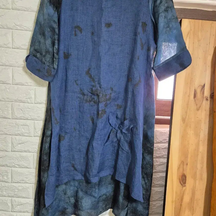 [BUNJANG] Blue Dyed Linen Long Dress / 블루 염색 린넨 롱 원피스(77)까지