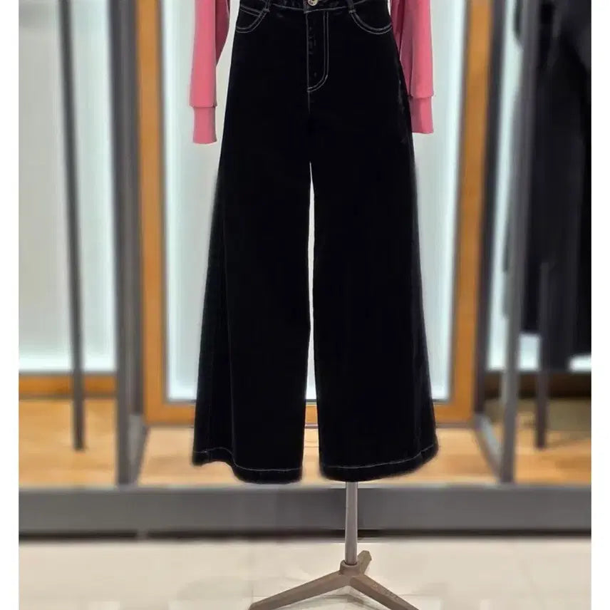 [BUNJANG] DEW E L Velvet Wide Denim Pants / 듀엘 벨벳 와이드 데님