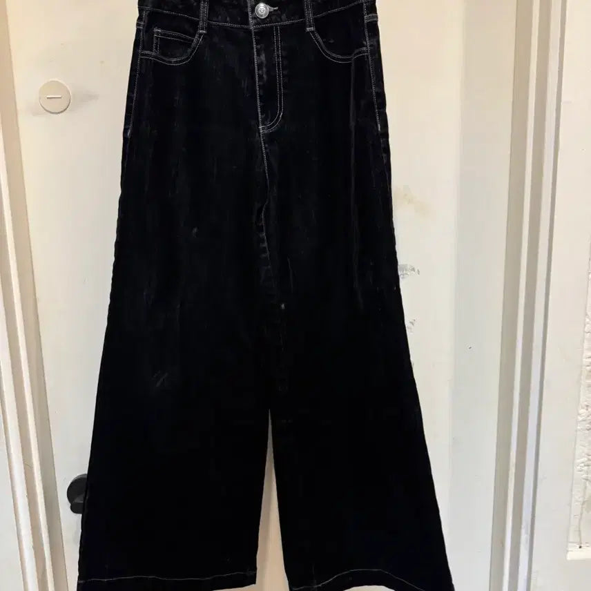 [BUNJANG] DEW E L Velvet Wide Denim Pants / 듀엘 벨벳 와이드 데님