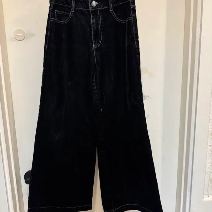 [BUNJANG] DEW E L Velvet Wide Denim Pants / 듀엘 벨벳 와이드 데님