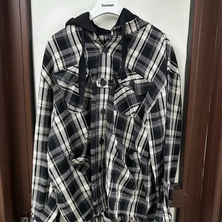 [BUNJANG] Kamien Check Hoodie Shirt / 카미엔 후드 셔츠 체크 후디 셔츠