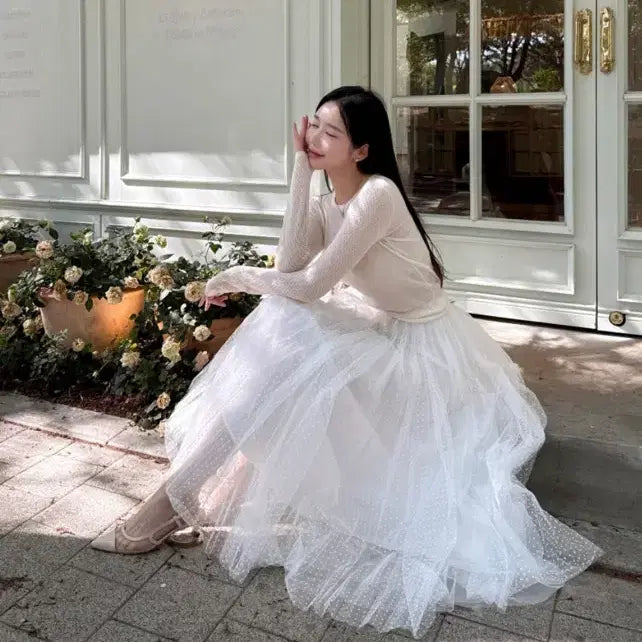 [BUNJANG] IBUVE Swan Dot Tulle Skirt - Size M / 새상품) 이부베 스완 도트 샤 스커트 M 그레이스유
