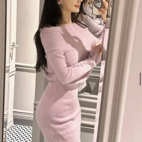 [BUNJANG] Ibuve One-Shoulder Mink Knit Dress - Black / 새상품) 이부베 원숄더 밍크 니트 원피스 블랙