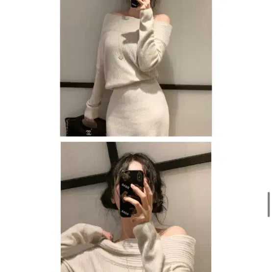 [BUNJANG] Ibuve One-Shoulder Mink Knit Dress - Black / 새상품) 이부베 원숄더 밍크 니트 원피스 블랙