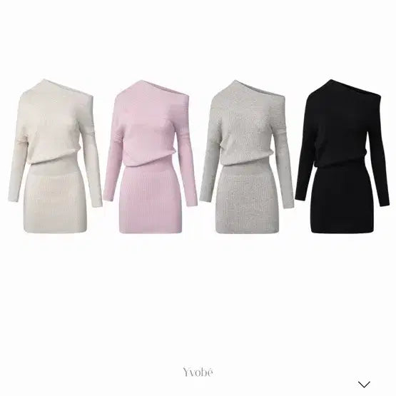 [BUNJANG] Ibuve One-Shoulder Mink Knit Dress - Black / 새상품) 이부베 원숄더 밍크 니트 원피스 블랙